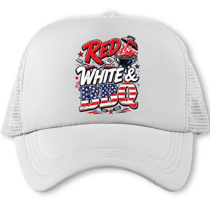 Red BBQ 4th July BBQ Dad Joke Grilling Dad Trucker Cap