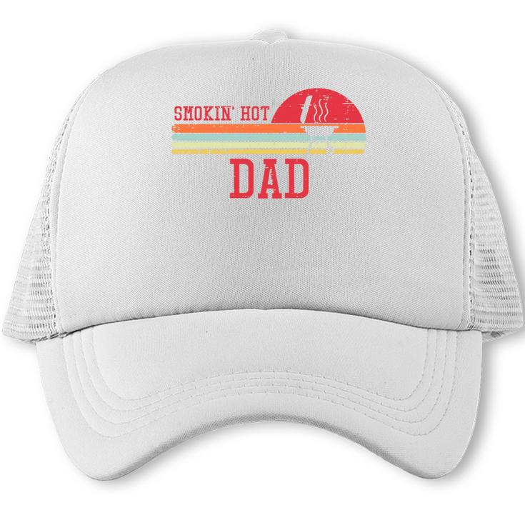Smokin Hot Dad Chest Sunset Retro Grill BBQ Daddy Papa Men Premium Tri-Blend Trucker Cap