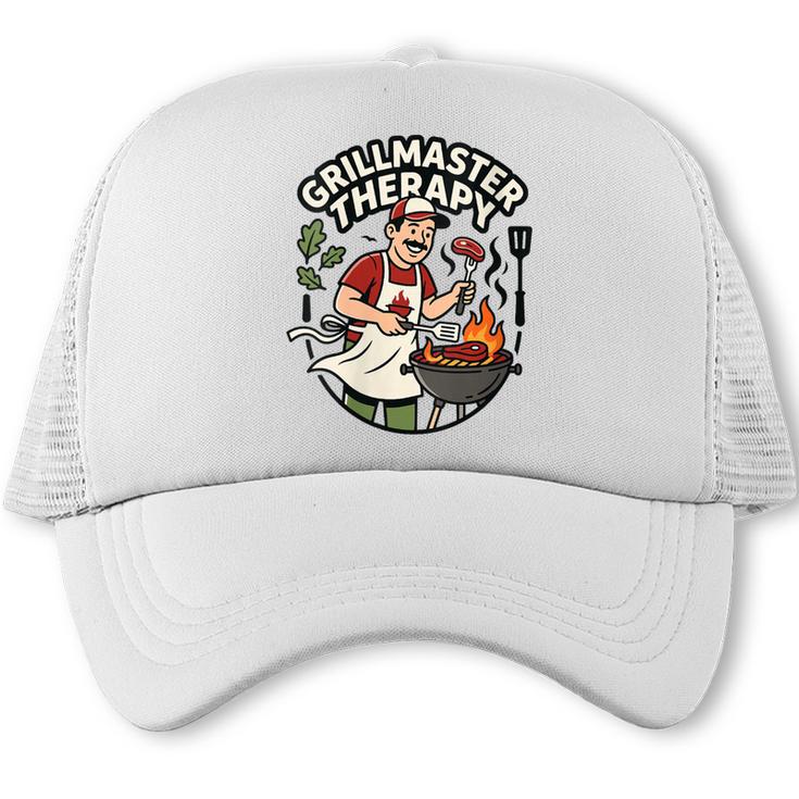 Women's Grillmaster Therapy BBQ Dad Grill Grilling Humor Quote Trucker Cap