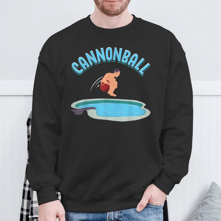 Cannonball Swimming Pool Fun Diving Diver Swimmer Cool Sweatshirt Gifts for Old Men