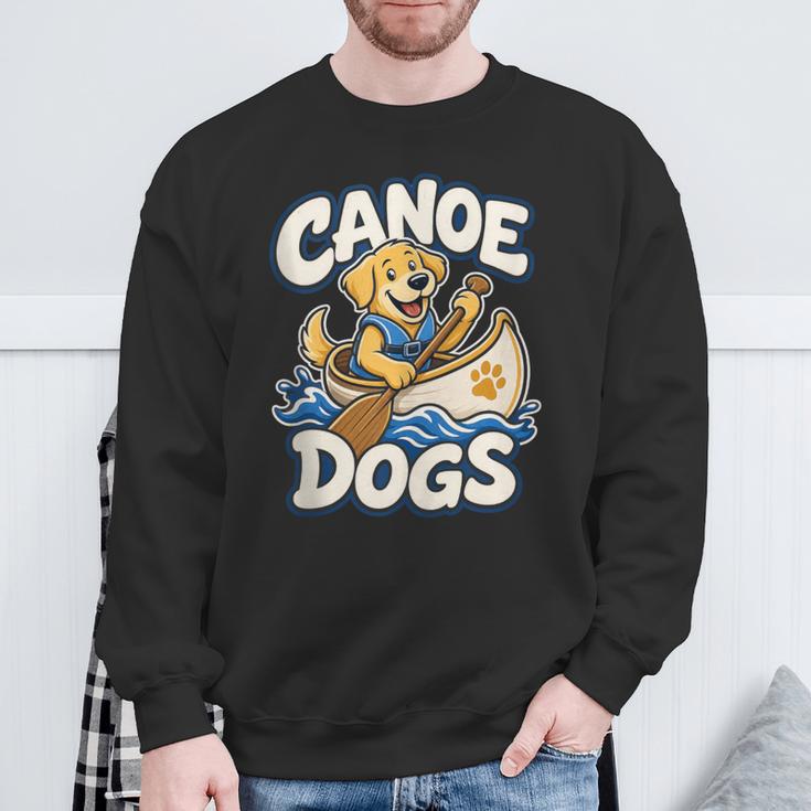 Canoe Dogs Golden Retriever Paddling Graphic Sweatshirt Gifts for Old Men