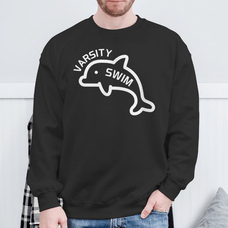 Dolphin Dolfin Varsity Swim Swim Team Swim Club Swimming Sweatshirt Gifts for Old Men Dolphin Dolfin Varsity Swim Swim Team Swim Club Swimming Sweatshirt Gifts for Old Men