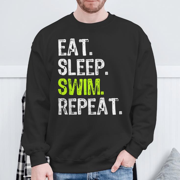 Eat Sleep Swim Repeat Swimming Swimmer Cool Sweatshirt Gifts for Old Men