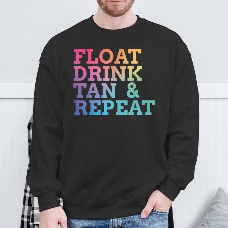 Float Drink Tan Repeat Summer Swimming Beach Pool Vacation Sweatshirt Gifts for Old Men