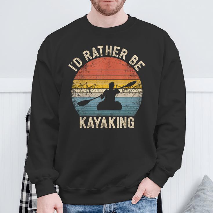 I'D Rather Be Kayaking Canoe Boating Vintage Kayak Sweatshirt Gifts for Old Men