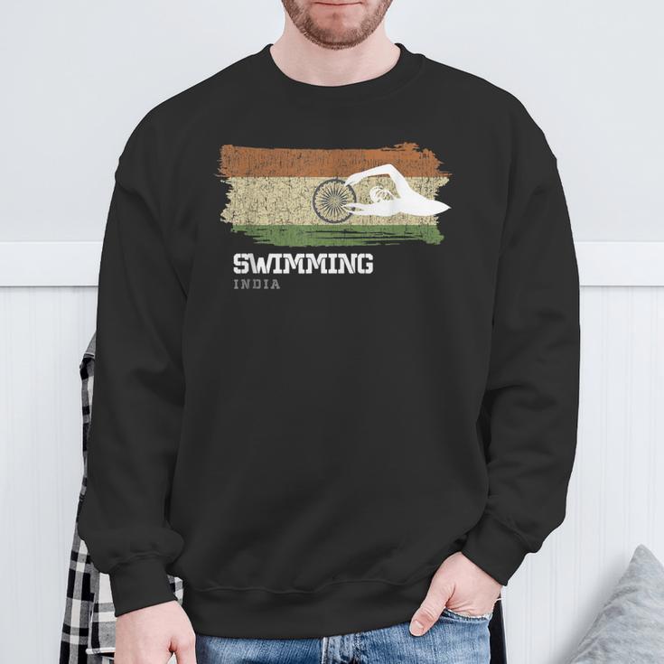 India Swimming Swimmer Water Sports Swimming Sweatshirt Gifts for Old Men
