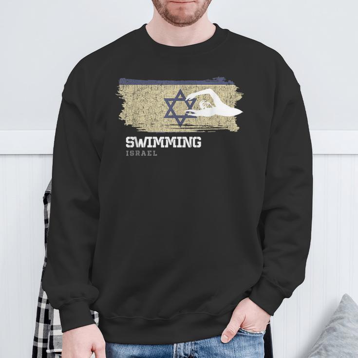 Israel Swimming Swimmer Water Sports Swimming Sweatshirt Gifts for Old Men