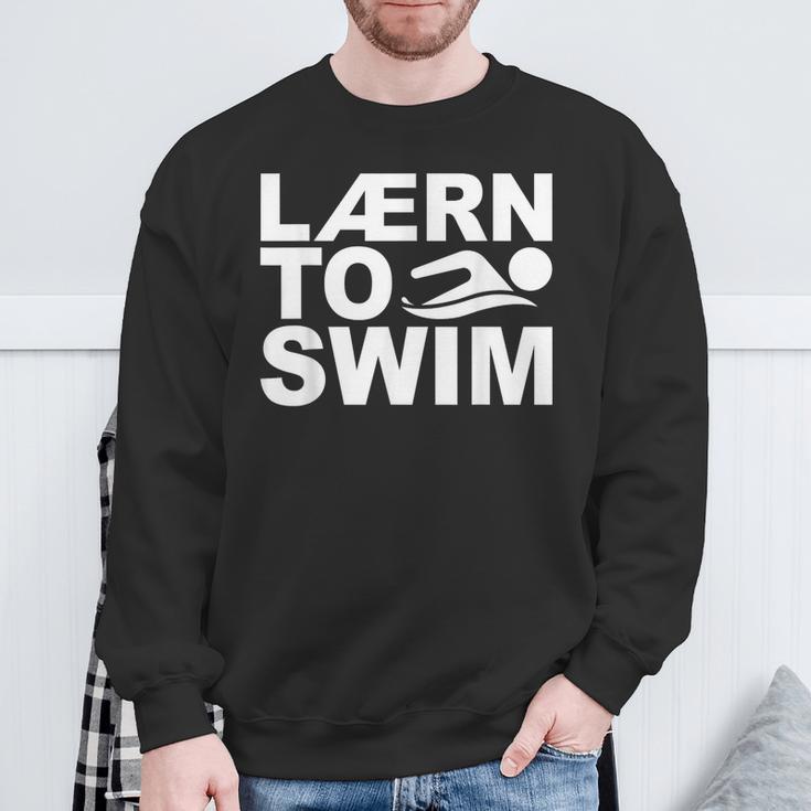 Learn To Swim Swimming Graphic Sweatshirt Gifts for Old Men Learn To Swim Swimming Graphic Sweatshirt Gifts for Old Men