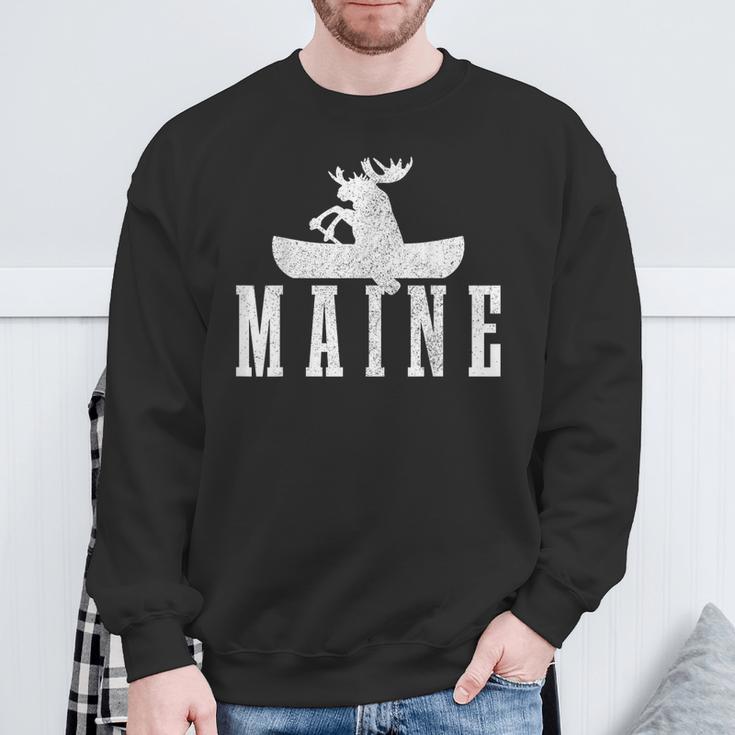 Maine Canoe Kayak Moose USA America Souvenir Sweatshirt Gifts for Old Men