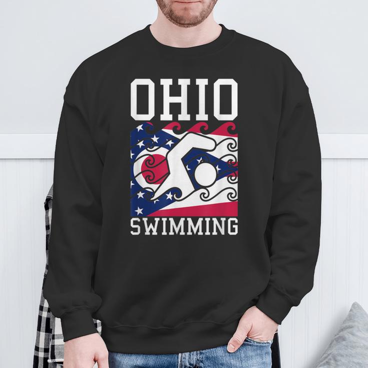 Ohio Flag Swimming Team Swim Swimmer US State Sweatshirt Gifts for Old Men