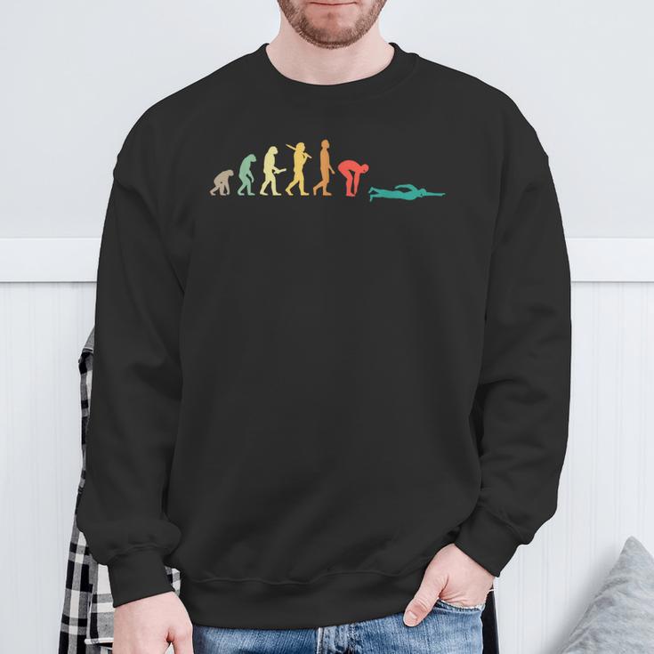 Retro Swimming Evolution For Swimmers Small Sweatshirt Gifts for Old Men