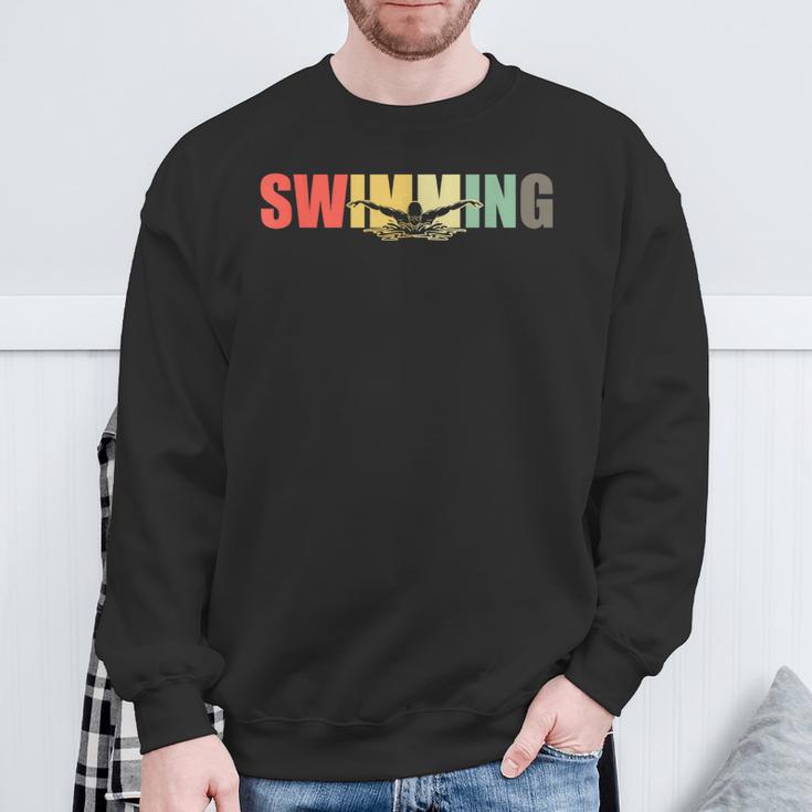 Retro Swimming Vintage Swimming Swimmer Sweatshirt Gifts for Old Men