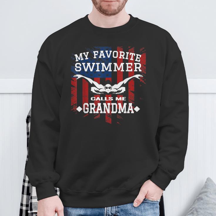 Swim Grandma Tshirt US American Flag Swimming Tee Sweatshirt Gifts for Old Men