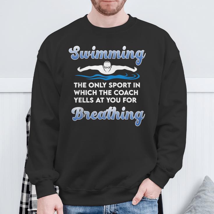 Swim Team Swimming Coach Quote Swim Breathing Joke Sweatshirt Gifts for Old Men Swim Team Swimming Coach Quote Swim Breathing Joke Sweatshirt Gifts for Old Men