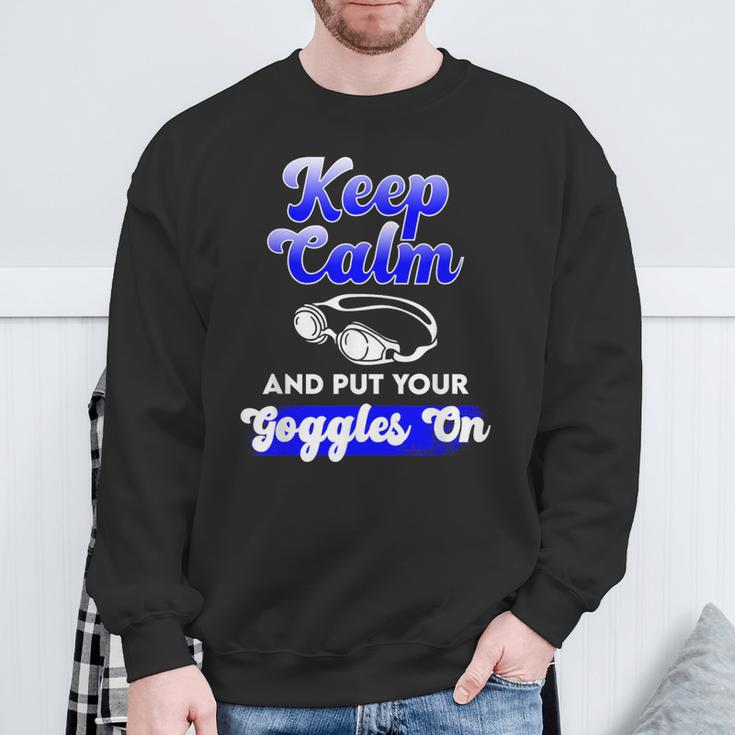 Swimming Goggles Saying Swim Team Gear Sweatshirt Gifts for Old Men