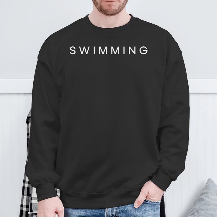 Swimming Minimalist Text Swimmer Coach Sweatshirt Gifts for Old Men