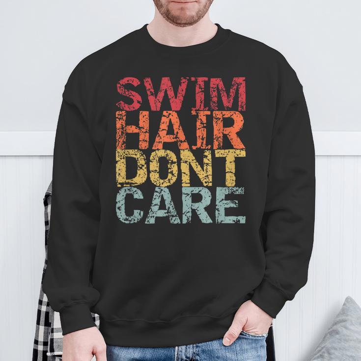Swimming Pool Diving Sport Swimmer Swim Hair Dont Care Sweatshirt Gifts for Old Men