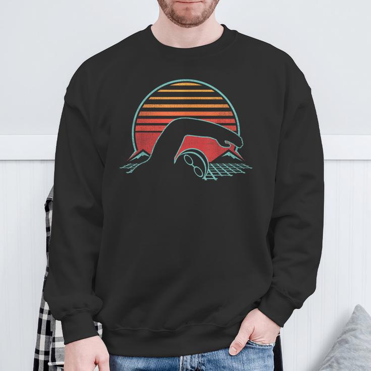Swimming Retro Vintage 80s Style Swimmer Sweatshirt Gifts for Old Men Swimming Retro Vintage 80s Style Swimmer Sweatshirt Gifts for Old Men