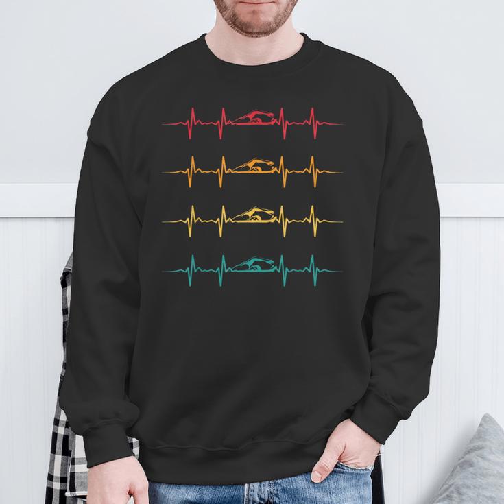 Swimming Swimmer Heartbeat Vintage Men Boys Women Swim Lover Sweatshirt Gifts for Old Men Swimming Swimmer Heartbeat Vintage Men Boys Women Swim Lover Sweatshirt Gifts for Old Men