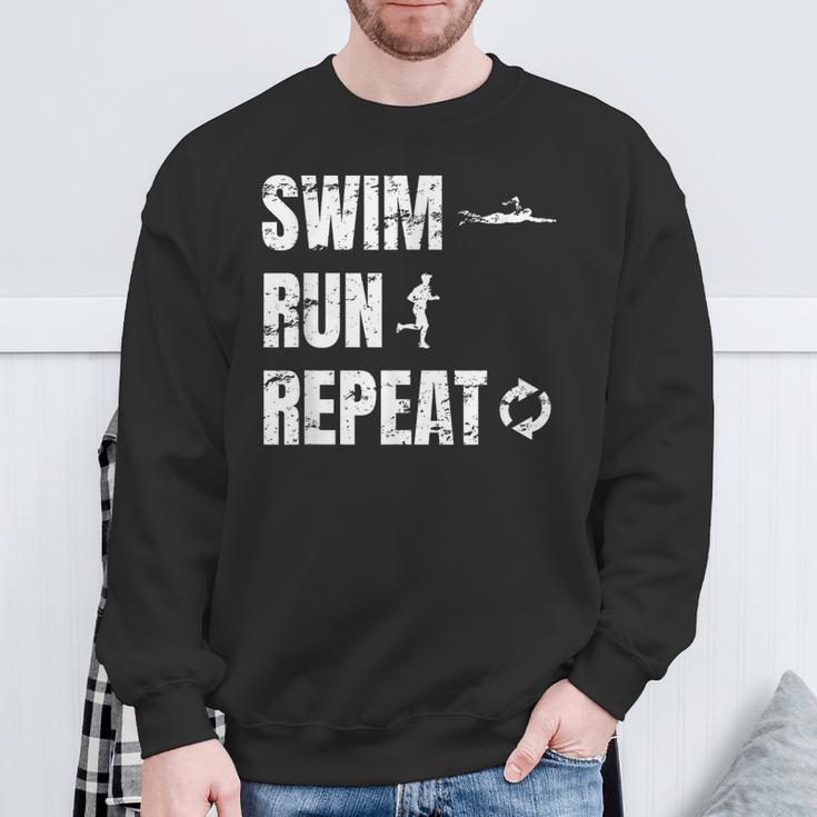 Swimrun Endurance Sports Swimming Running Swim Run Sweatshirt Gifts for Old Men