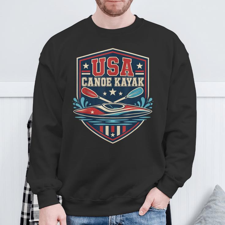 USA Canoe Kayak Paddling American Flag Emblem Sweatshirt Gifts for Old Men USA Canoe Kayak Paddling American Flag Emblem Sweatshirt Gifts for Old Men