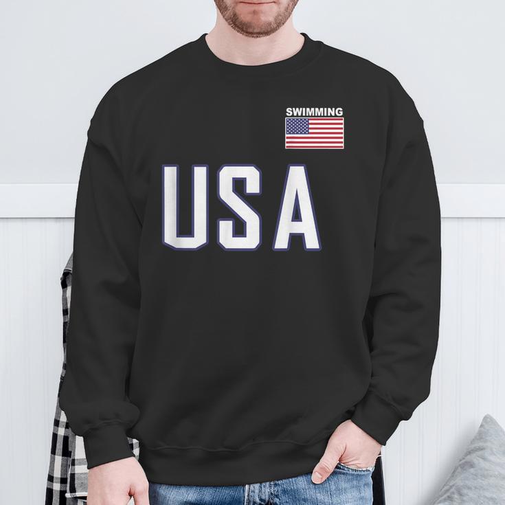 USA Flag Swim Swimming Sport Practice Equipment Men Women Sweatshirt Gifts for Old Men USA Flag Swim Swimming Sport Practice Equipment Men Women Sweatshirt Gifts for Old Men