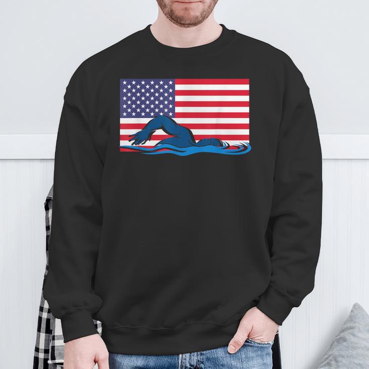 USA Flag Swimmer Swimming Sport Athlete Swim Swimming Sweatshirt Gifts for Old Men USA Flag Swimmer Swimming Sport Athlete Swim Swimming Sweatshirt Gifts for Old Men