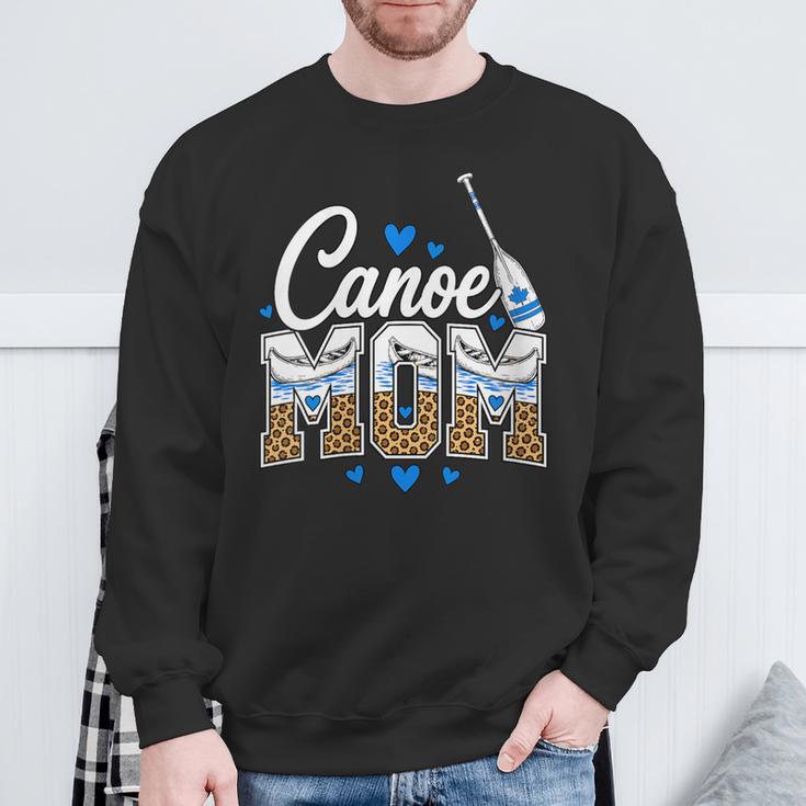 Women's Canoe Mom Leopard Print Paddle River Lake Sport Mother Sweatshirt Gifts for Old Men
