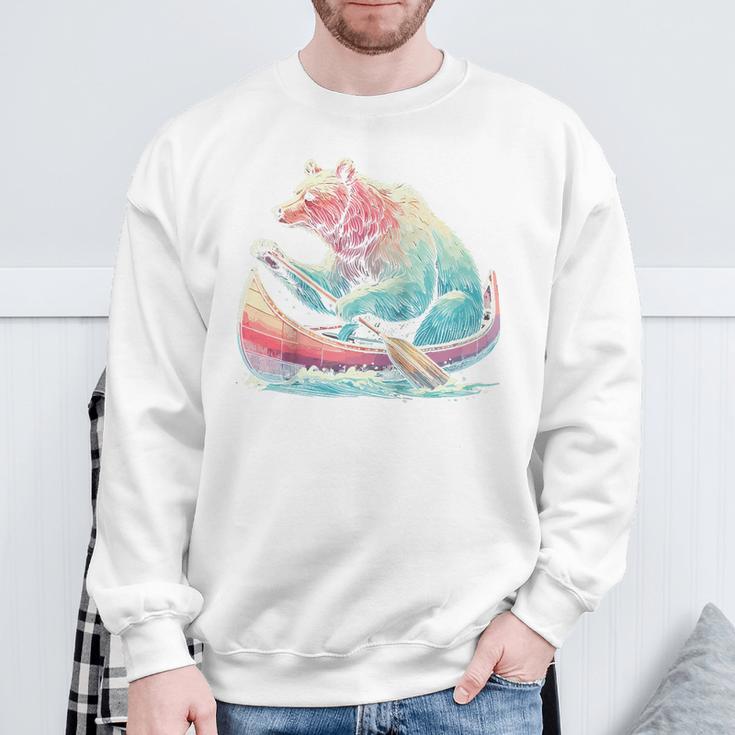 Canoe Bear Canoeing Raglan Baseball Tee Sweatshirt Gifts for Old Men