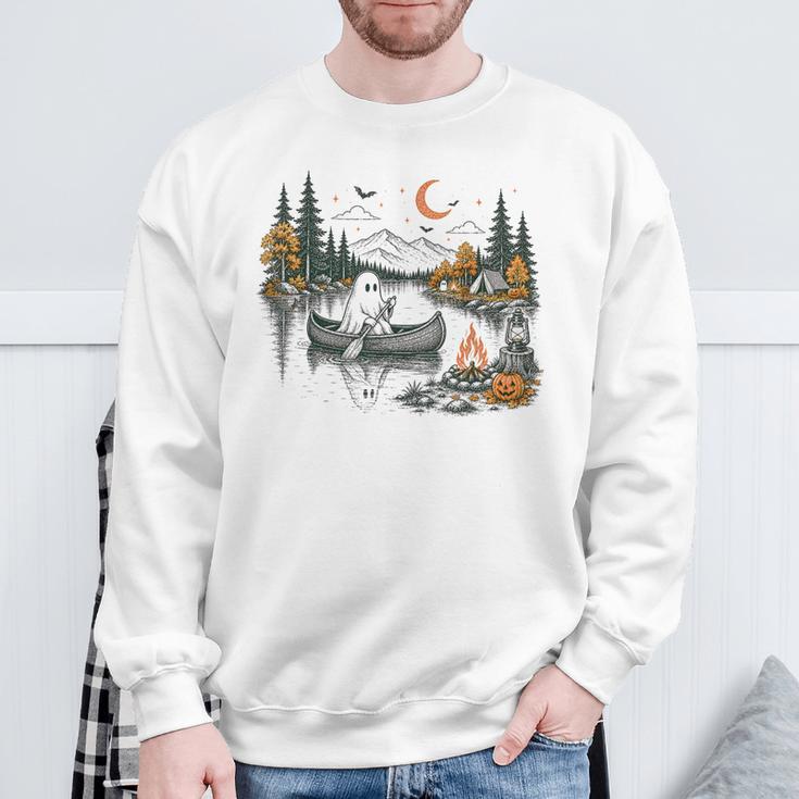 Canoe Ghost Camping Ghost Lake Halloween Spooky Fall Camping Sweatshirt Gifts for Old Men