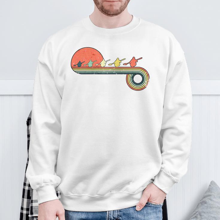 Canoe Retro Vintage Sunset Rainbow Raglan Baseball Tee Sweatshirt Gifts for Old Men