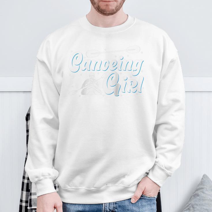 Canoeing Girl Raglan Baseball Tee Sweatshirt Gifts for Old Men