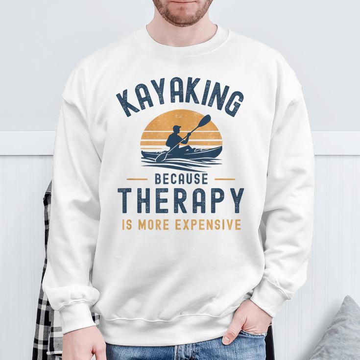 Kayaking Therapy Kayaker Canoe Paddle Lake River Sweatshirt Gifts for Old Men