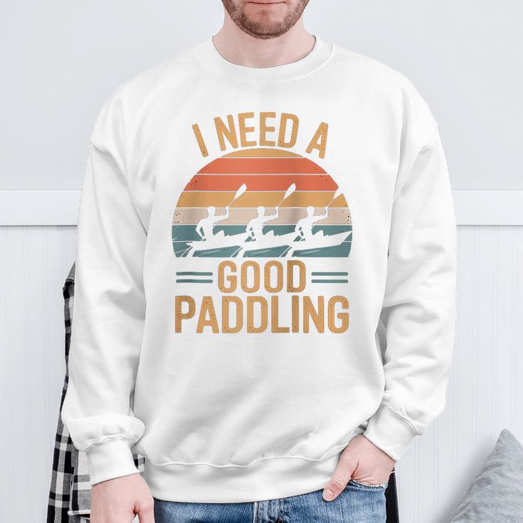 I Need A Good Paddling Retro Sunset Canoe Raglan Baseball Tee Sweatshirt Gifts for Old Men