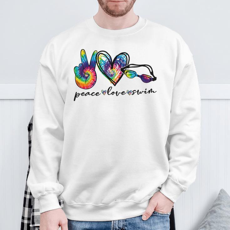 Peace Love Swim Tie Dye Swimmer Swimming Summer Trip Sweatshirt Gifts for Old Men Peace Love Swim Tie Dye Swimmer Swimming Summer Trip Sweatshirt Gifts for Old Men
