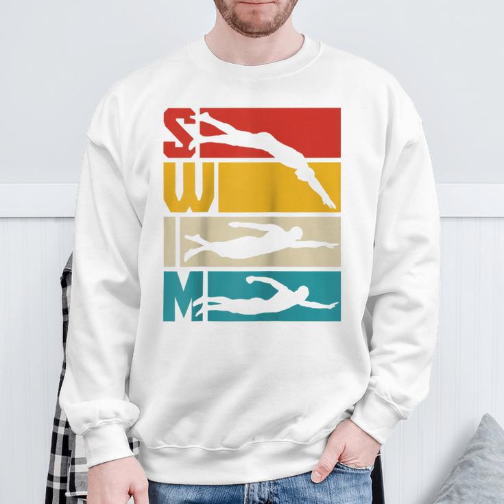 Swim Swimming Vintage Retro Swimmer Raglan Baseball Tee Sweatshirt Gifts for Old Men Swim Swimming Vintage Retro Swimmer Raglan Baseball Tee Sweatshirt Gifts for Old Men