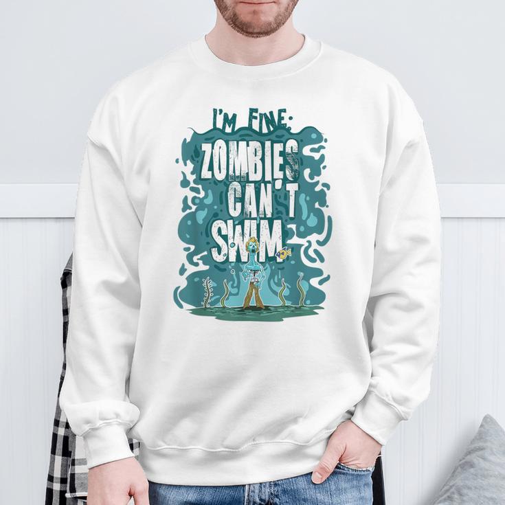 Swimming Quote Zombies Can't Swim For Swimmer Sweatshirt Gifts for Old Men Swimming Quote Zombies Can't Swim For Swimmer Sweatshirt Gifts for Old Men