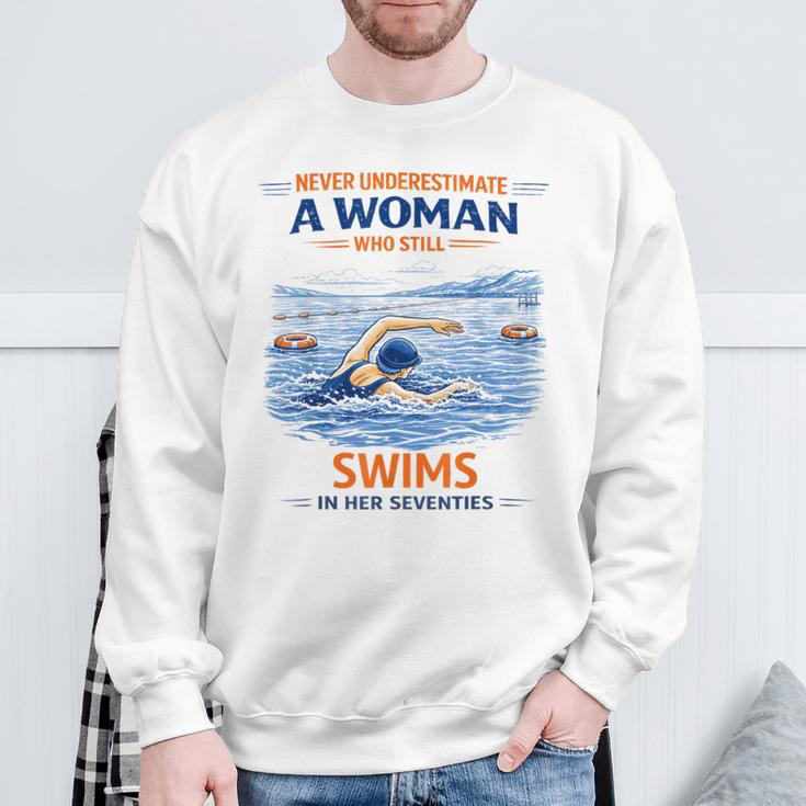 Swimming Never Underestimate A Woman Swim In Her Seventies Sweatshirt Gifts for Old Men Swimming Never Underestimate A Woman Swim In Her Seventies Sweatshirt Gifts for Old Men