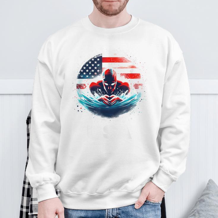 Swimming United States American Swimming Apparel Swimming Sweatshirt Gifts for Old Men Swimming United States American Swimming Apparel Swimming Sweatshirt Gifts for Old Men