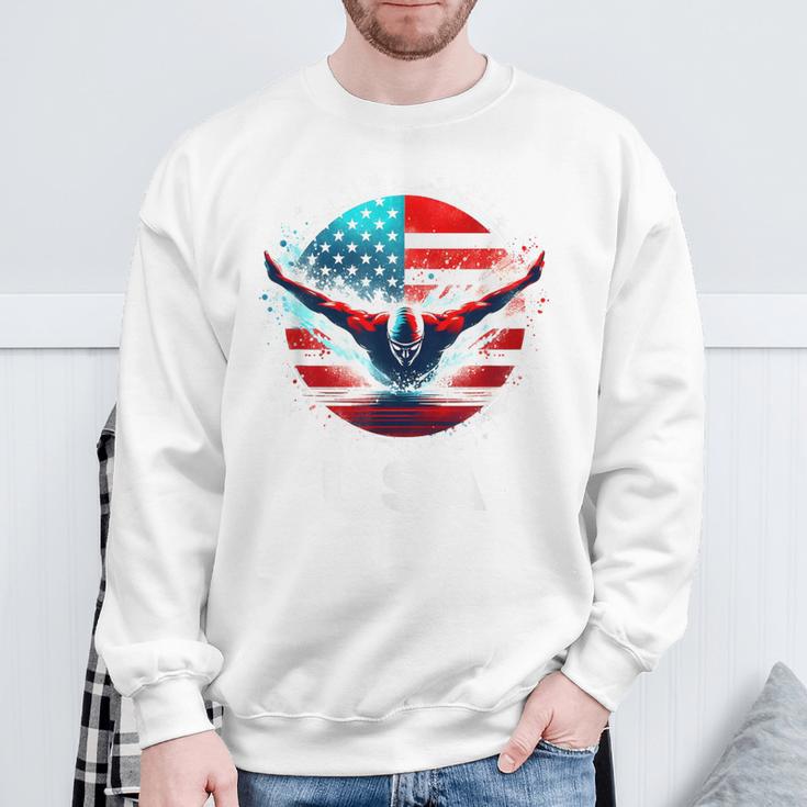 Swimming United States Shirt With American Flag Swimming Sweatshirt Gifts for Old Men Swimming United States Shirt With American Flag Swimming Sweatshirt Gifts for Old Men