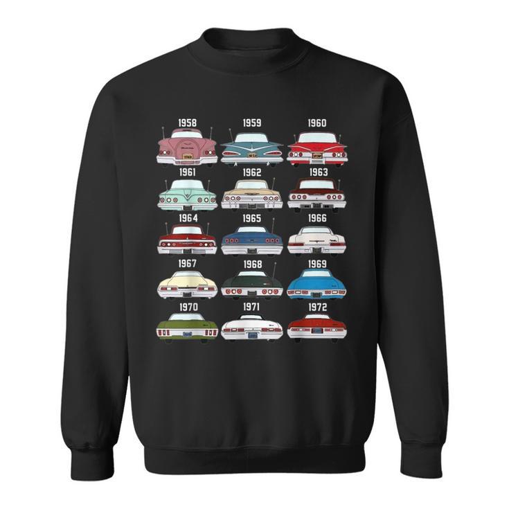 59 61 62 3 64 65 67 69 Evolution Of Impala Hot Rod Vintage Sweatshirt