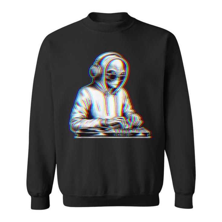 Alien Dj Edm Musique Ovni Avec Lunettes Deoleil Raver Sweater e