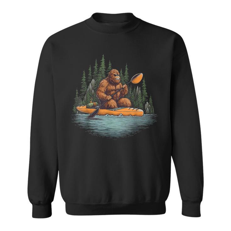 Bigfoot Kayak Paddling Lake Canoe Bigfoot Sasquatch Kayaking Sweatshirt