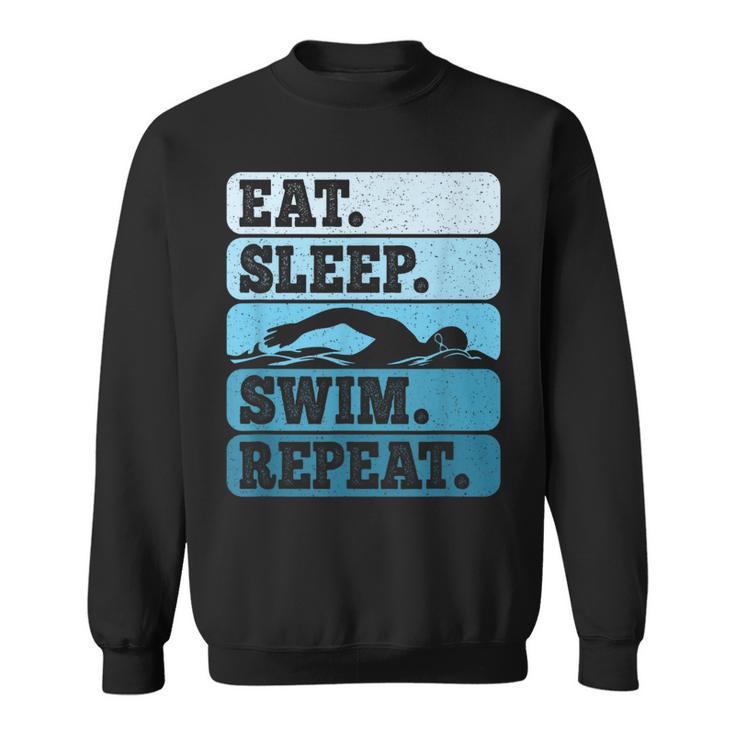 Eat Sleep Swim Vintage Swimming Lover Swimmer Men Women Sweatshirt