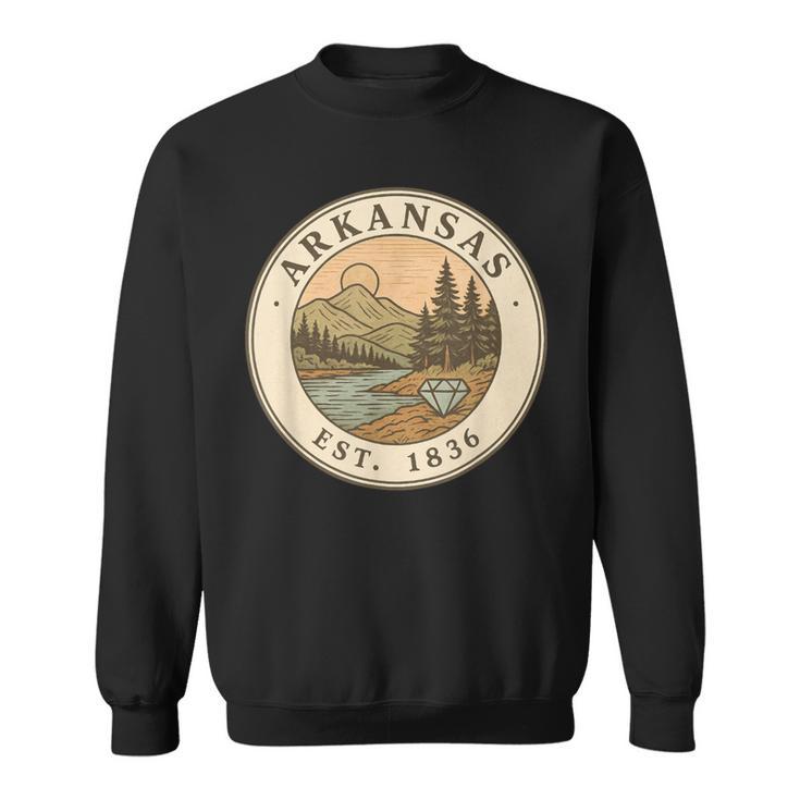 Emblema Retro De Paisaje De Orgullo De Arkansas Camisa de entrenamiento