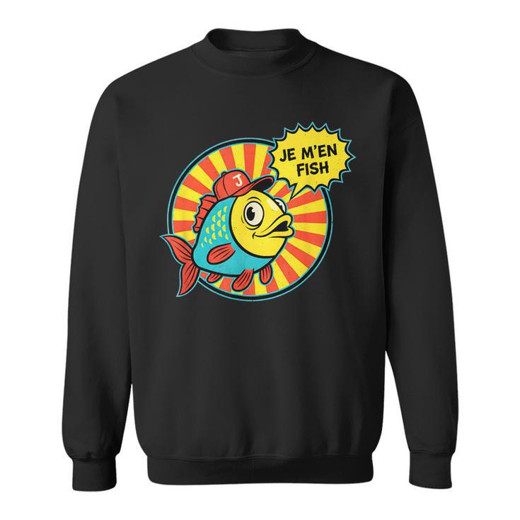 Je M'en Poisson Français Pun Cartoon Fish Sweater e