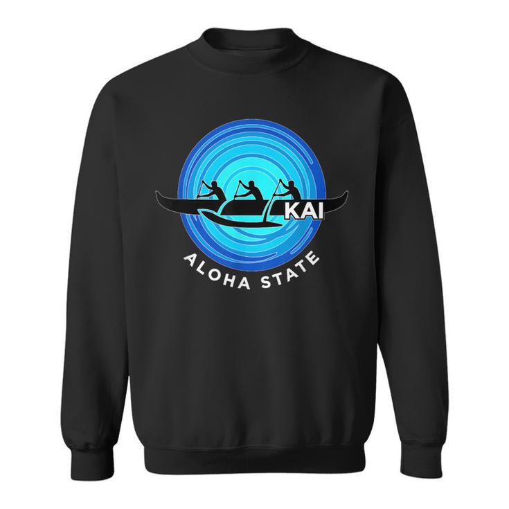 Kai Outrigger Canoe Hawaii Aloha State Paddling Retro Sweatshirt