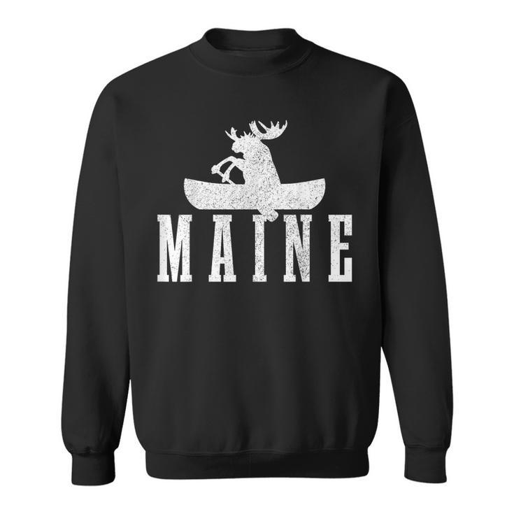 Maine Canoe Kayak Moose USA America Souvenir Sweatshirt