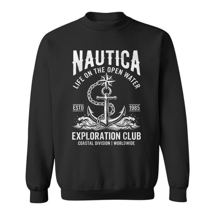 Nautica Exploration Club Vintage Anchor And Compass Graphic Sweatshirt