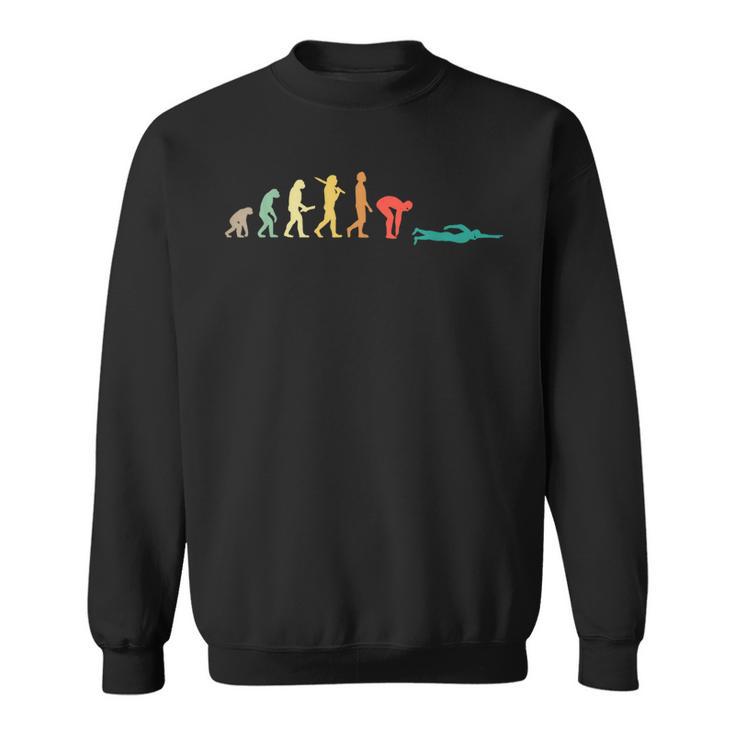 Retro Swimming Evolution For Swimmers Small Sweatshirt